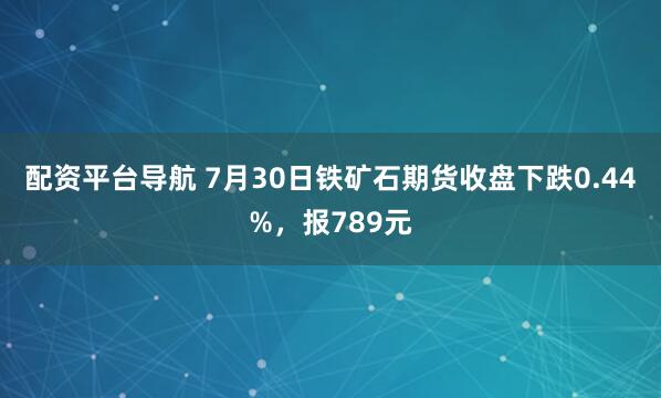 配资平台导航 7月30日铁矿石期货收盘下跌0.44%，报789元