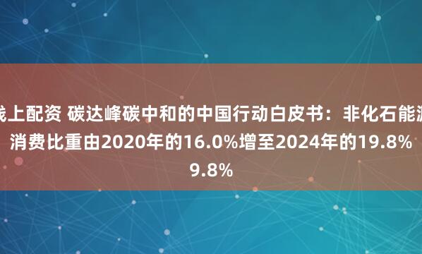 线上配资 碳达峰碳中和的中国行动白皮书：非化石能源消费比重由2020年的16.0%增至2024年的19.8%